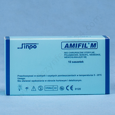 NICI AMIFIL M 2/0 ig. 26 mm, 3/8 koła, odwrotnie tnąca / 75 cm - niewchłanialne, monofilament (10 szt.)