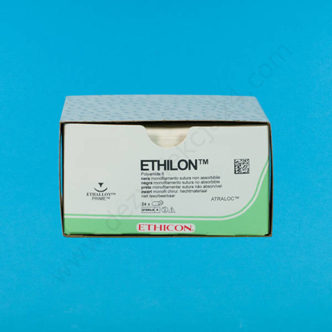 Nici Ethilon 5/0, ig. 13 mm, 3/8 koła, odwrotnie tnąca / 45 cm - monofilament, poliamid, niewchłanialne (36 szt.) - Johnson