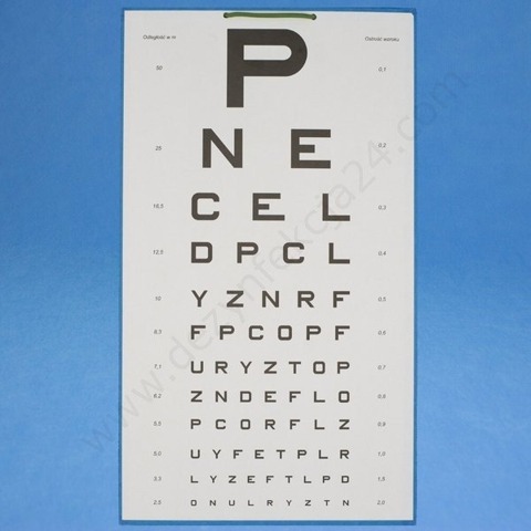 Tablica okulistyczna literowa P - obraz prosty