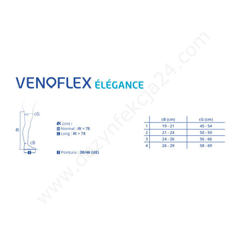 Venoflex Elegance podkolanówki, szeroka łydka, czarne C2 rozm. 4